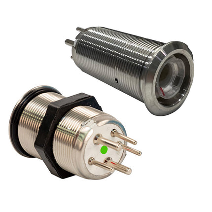 Bluewater 22mm Inrush Push Button Switch Momentary Off(On)(On) - Blue/Red/Green LED - Switch Body Only [9059-2123]