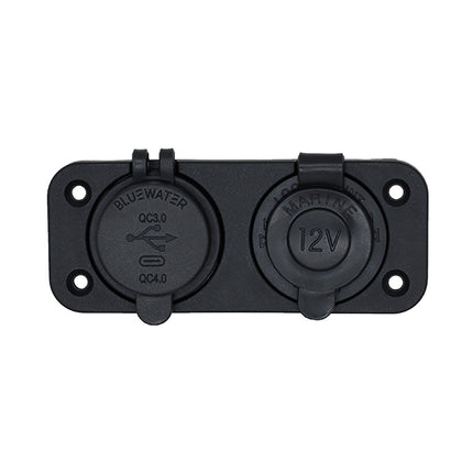 Bluewater Dual USB/USB-C 12V Combo Receptacle w/Plate [3000-4011]