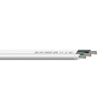 Sea-Dog 12/3 AWG Flat Triplex Wire - White/Green/Black - 100' [8012302]