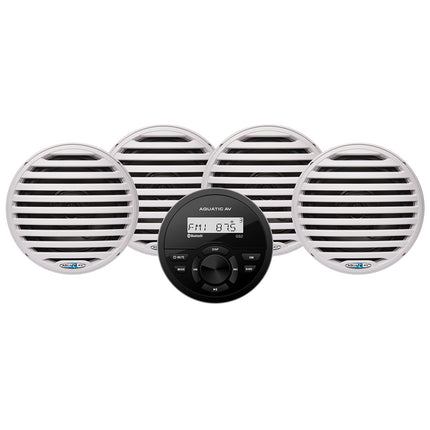 Aquatic AV GS2 Gauge Stereo  2 Pairs of EC651 6.5" White Speakers [CK305]