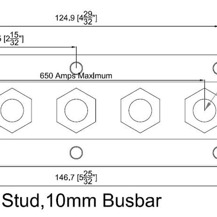 BEP Heavy Duty Buss Bar 5 3/8in Studs 650 Amp