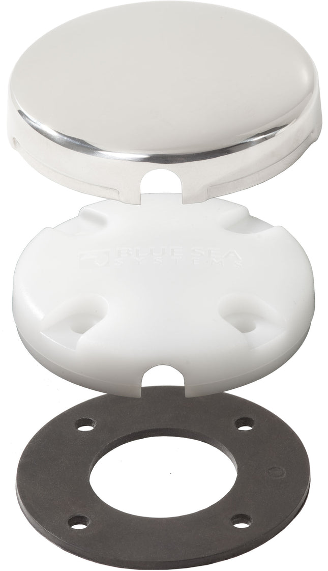 Blue Sea Side Entry CableClam White Max Cable Dia 0.28in With Stainless Steel Cover