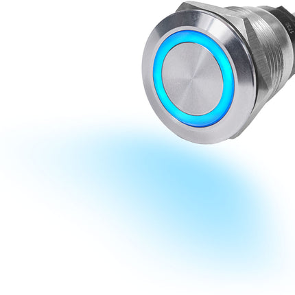 Blue Sea 4161 10A Push Button LED Ring Switch Off-(On) Blue Momentary On