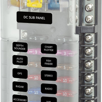 Blue Sea 5026 12-Gang Fuse Block ST ATO/ATC Negative Bus and Cover