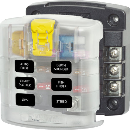 Blue Sea 5028 6-Gang Fuse Block ST ATO/ATC with Cover