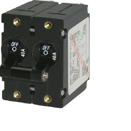 Blue Sea A-Series 40 Amp Circuit Breaker Black Toggle Double Pole