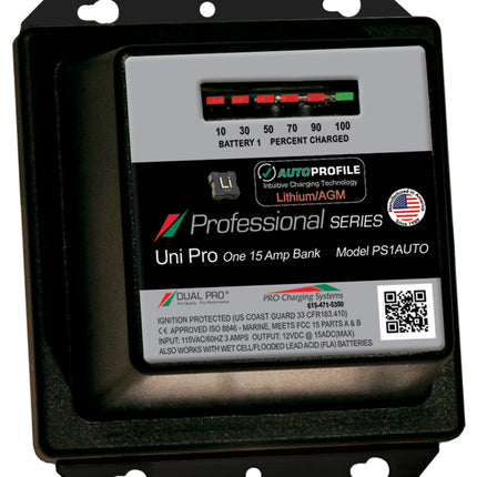 Dual Pro PS1AUTO  Battery Charger, Auto Profile 1 Bank 15 Amps