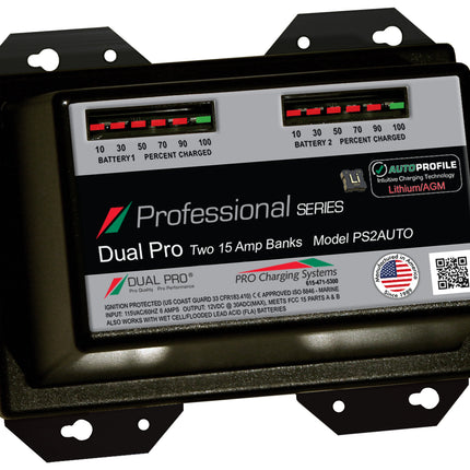 Dual Pro PS2AUTO Battery Charger, Auto Profile 2 Bank 30 Amps