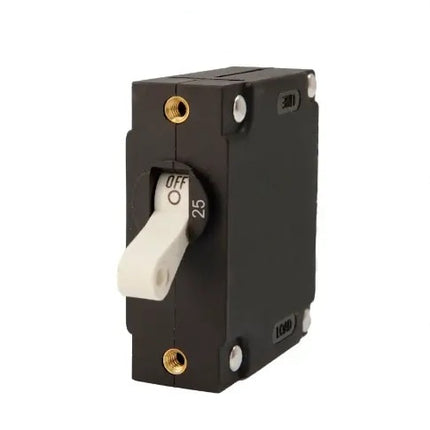 EGIS A Series White Toggle Panel Mount Circuit Breaker Single Pole AC/DC 25 Amp Retail Pack