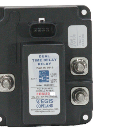 EGIS 7616 TDR Series Dual Output  Time Delay Relay 2x80A 12v