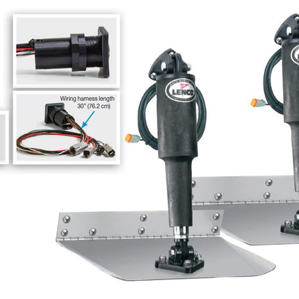Lenco 9inx12in Standard Mount Trim tab Kit 12v Standard Integrated Switch