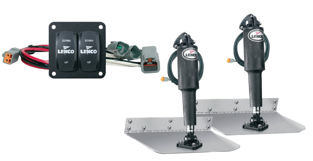 Lenco 12inx12in Standard Mount Trim tab Kit 12v Standard Integrated Switch