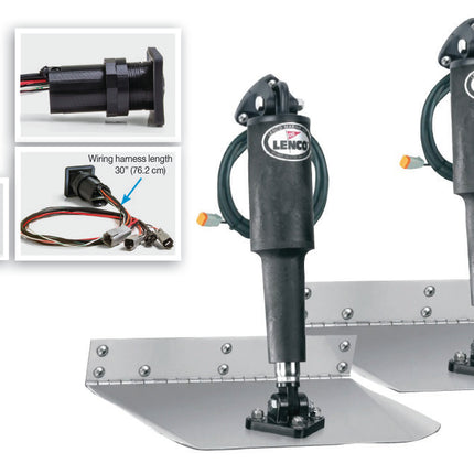Lenco 12inx12in Standard Mount Trim tab Kit 12v with LED Integrated Switch