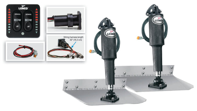 Lenco 12inx12in Standard Mount Trim tab Kit 12v with LED Integrated Switch